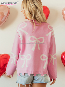 Suéter de mujer Jersey de gran tamaño sólido cuello en V manga ancha cuello <span class=keywords><strong>marinero</strong></span> Cachemira Top de punto - Product Image 6