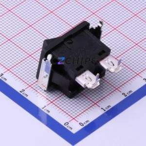 SDDJE12400 Rocker Switch Through hole Component (THT) Switch Concave Bend Solder Tab Black 10A - Product Image 1