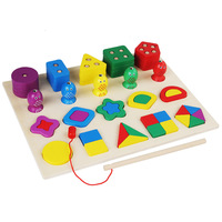 Apprentissage précoce 4 en 1 forme tableau assorti enfants Puzzles éducatifs jeu Montessori colonne géométrie forme cognitive jouets en bois