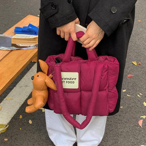 Most Popular Fashion Large Capacity Versatile Women Portable Quilted Shoulder <b>Bag</b> Daily Use Soft Cotton <b>Fluffy</b> Puffer Tote <b>Bag</b> - Product Image 2