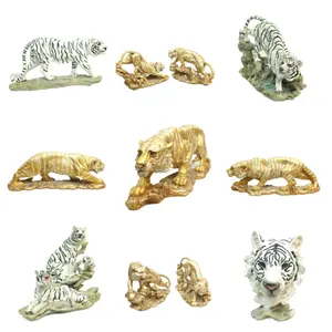 wholesaler decoration Vivid Wild animal sculpture head Figurines Resin bengal Small garden Tiger Statue for home