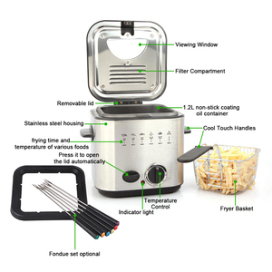 Mini <span class=keywords><strong>friteuse</strong></span> à huile, <span class=keywords><strong>friteuse</strong></span> électrique 1,2 L, ensemble de <span class=keywords><strong>fondue</strong></span> domestique, utilisation facultative en acier inoxydable carré pour la famille - Product Image 3