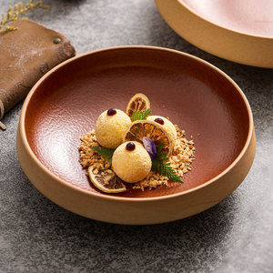 Bol à pâtes rustique <span class=keywords><strong>en</strong></span> porcelaine rouge écologique, vaisselle profonde 7,7/8,9 pouces, <span class=keywords><strong>plat</strong></span> <span class=keywords><strong>en</strong></span> céramique mat pour soupes et salades, idéal pour restaurants et événements. - Product Image 3