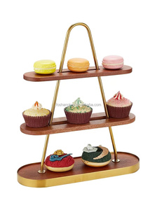 Plato para servir aperitivos, plato de madera para <span class=keywords><strong>buffet</strong></span> con asa, exhibición de comida para fiesta de boda, platos redondos de madera para cena de pizarra negra - Product Image 3