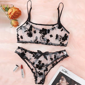 Европейско-американский прозрачный нейлоновый комплект нижнего белья с бантом, черный, сексуальный, соблазнительный, романтический, для женщин - Product Image 4