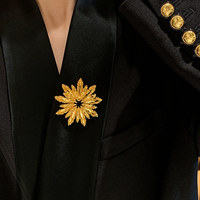 Broche florale ultra-luxe en laiton plaqué or 18 carats, idéale pour les mariages et les événements du soir, bijoux pour femmes, vente en gros