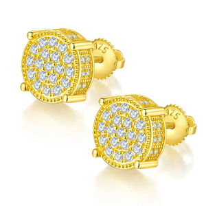 925 Sterling <b>Silver</b> Gold <b>Stud</b> <b>Earrings</b> Square and Round Lab Grown VVS Diamond Simple Elegant Jewelry Gift for Women - Product Image 2