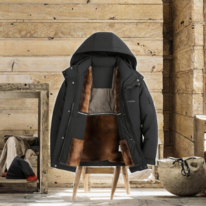 Veste d'hiver pour homme à capuche en duvet, coupe-vent, imperméable, avec doublure intérieure amovible - Product Image 3