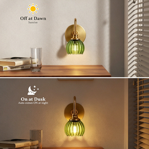 Lampada da Parete in Vetro <span class=keywords><strong>Verde</strong></span> Stile Nordico Retrò, <span class=keywords><strong>Applique</strong></span> Moderna in Ottone per Camera da Letto, Corridoio, Illuminazione Decorativa da Interni - Product Image 3