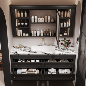 Furniture Modern New Cupboard Set 36 Inch Led Cabinet Storage Bathroom Sink Vanity With Mirror Wash Basin for Hotel Bathroom - Product Image 5