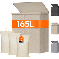 Panier à linge pliable de 165 L avec 3 compartiments, écologique, fait à la main, pliable, pour adultes, bébés, vêtements