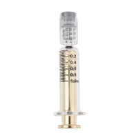 Seringue en verre épais de 1 ml pour distillat d'huile, avec piston en métal doré, emballage de concentré de 1 ml