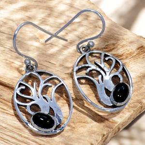 Árbol DE LA VIDA Plata Piedra natural Pendientes Piedra preciosa Compromiso Regalo Fiesta Plata de Ley 925 Precio al por mayor Pendientes - Product Image 1