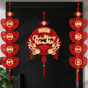 Colgantes de Tela Flocada con Caracteres Vietnamitas para el Año Nuevo Lunar, Decoración Poética con Frases de Bendición, Venta Caliente - Product Image 3