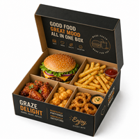 Boîte à emporter personnalisée avec logo, pour combo de poulet frit, frites, anneaux d'oignon, en gros, écologique, résistante à la graisse, avec séparateur