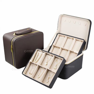 SHERO joyero organizador para mujeres niñas esposa 2 capas PU cuero exhibición joyería titular extraíble portátil joyero - Product Image 5