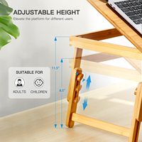 Combohome Bureau d'ordinateur portable, table de petit-déjeuner pliable avec plateau inclinable à 5 angles, support réglable en hauteur avec filet de rangement