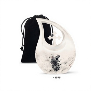 Urna Funeraria Grande en Forma de Lágrima Blanca con Cruz y Serpiente para Cenizas Humanas, con Bolsa de Terciopelo Gratis - ¡Gran Oferta! - Product Image 1