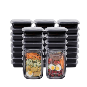 Contenedor Rectangular Negro de PP Resistente, Reciclable y Libre de BPA, para Comida para Llevar de Restaurantes, con Tapa de Domo, Apto para Lavavajillas, Venta al Por Mayor - Product Image 1