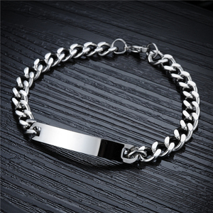 <span class=keywords><strong>Bracciale</strong></span> per Coppia in Acciaio Inossidabile <span class=keywords><strong>Argento</strong></span> con Barra Incisa Personalizzata, Gioielli alla Moda, Vendita all'Ingrosso - Product Image 2