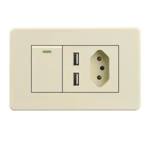 16A WallDouble Standard Power Socket Adapter Dual Ports Usb Charger Panel Brazil Wall Socket And Switch Europe