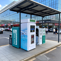 Distributeur automatique de bouteilles d'eau pure, froide, alcaline, pétillante et de source, avec paiement par carte et code QR