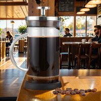 Cafetière à piston française en acier inoxydable résistant à la chaleur et verre borosilicate avec échelle graduée
