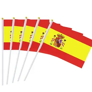 Bandeira Fornecedores 100% Poliéster Personalizado Fãs Pequena Mão EUA Bandeira Impressa Alemanha Vara Bandeira com Pólo De Madeira