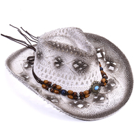 Cappello da Cowboy fatto a mano in paglia messico Sombreros carbonizzazione scavato Summer Beach Sun West cappello da Cowboy