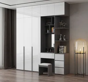 现代高品质木制中国白色衣柜容量织物壁橱收纳器带抽屉卧室家具