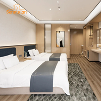 Ensemble de meubles de chambre à coucher d'hôtel moderne avec bois massif et MDF, écologique, résistant à l'eau, ensembles de chambre à coucher complets