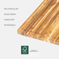 Fsc Gecertificeerd Omkeerbaar Teak Rand Nerf Hout Snijplank Met Sap Groef Aangepast Logo Aanvaardbaar