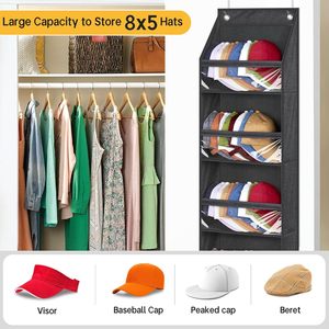 Over Door <b>Hat</b> Organizer 33x15x85cm Oxford Fabric Black Hanging Storage Rack For Baseball Caps Closet Wall Mount - Product Image 3