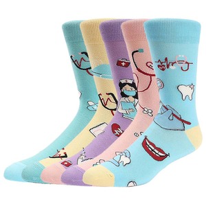 महिलाओं के मिश्रित रंग जैक्वार्ड मोजे व्यक्तिगत रचनात्मक लेटेड नर्स डे दंत चिकित्सक श्रृंखला मध्य-बछड़े की कपास - Product Image 2