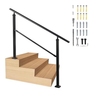 Mains courantes noires pour marches extérieures Fit 1 à 2 marches Rampes d'<span class=keywords><strong>escalier</strong></span> <span class=keywords><strong>en</strong></span> fer forgé pour marches extérieures <span class=keywords><strong>en</strong></span> béton pour terrasse de <span class=keywords><strong>jardin</strong></span> - Product Image 3