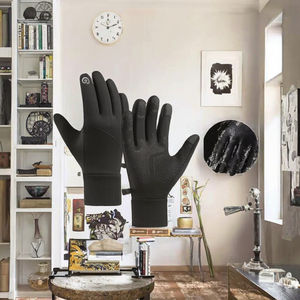 Gants de course BAX classiques noirs imperméables unisexes en silicone respirant à doigts courts avec poignées en acrylique/coton pour l'équitation - Product Image 3
