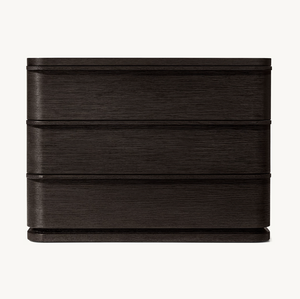 طاولة سرير عصرية مغلقة من RH LIGNE بثلاثة أدراج، قاعدة من الخشب الصلب بلون بني، خزانة تخزين بتصميم خشبي، مجموعة أثاث غرفة النوم - Product Image 6