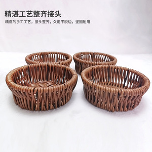 Rattan <b>Basket</b> Set Rectangular Storage Tray With Dividers For Fruit <b>Bread</b> Snacks M Size - Product Image 5