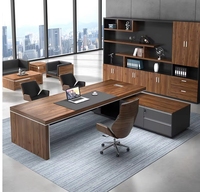Ensembles de meubles de bureau de direction MFC Bureau d'ordinateur de direction Bureau moderne en forme de L Table