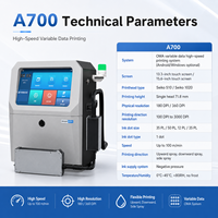 Impresora de Inyección de Tinta UV Piezoeléctrica A700 Directo de Fábrica con Cabezal de Impresión Seiko 510/1020 para Impresión de Alta Resolución de Códigos de Barras, Códigos QR y Logotipos