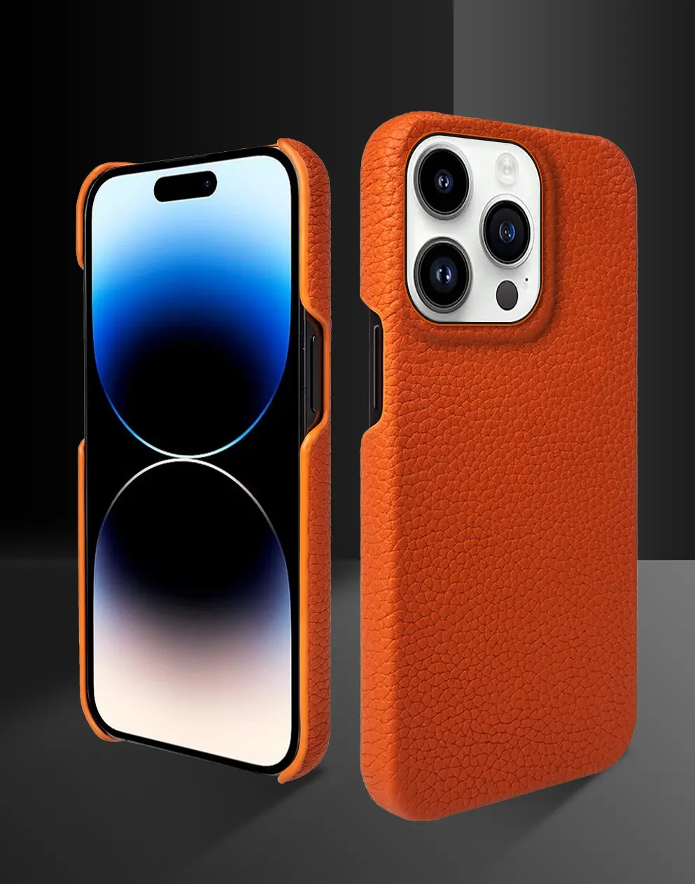 Funda de teléfono de cuero genuino para iPhone 15 Galaxy S23 Ultra S22 Plus S21 funda trasera de teléfono móvil