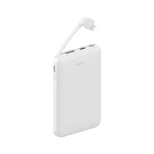 2024 trending fast charging battery slim power bank 5000mah credit card power bank promotion r with built in cable