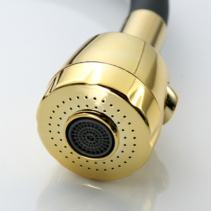 Robinet de cuisine mural moderne à double mode, en zinc doré brossé, avec douchette extractible et flexible en silicone, rotation à 360 degrés - Product Image 2