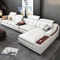 Canapé modulaire en cuir véritable moderne, simple et multifonctionnel, en forme de L, grand et confortable, avec fauteuil inclinable électrique et port USB, pour un intérieur luxueux