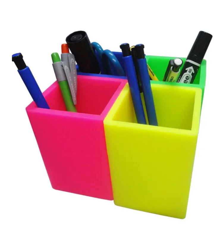 Desktop Stationery Storage Creative Square Silicone Pen Holder With Customizable Patterns
