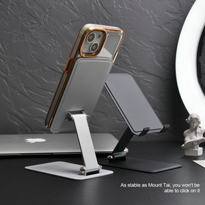 Siêu Mỏng Kim Loại Đôi Pivot Có Thể Gập Lại Hợp Kim Nhôm Điện Thoại Di Động Đứng Máy Tính Để Bàn Thích Hợp Cho 4-13 Inch Phẳng Tấm Chủ - Product Image 4