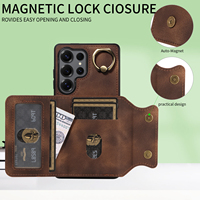 Étui Porte-Cartes Antichoc en Cuir PU YUZHI pour S25 Ultra avec Anneau Métallique 360° – Housse de Téléphone Luxe et Tendance Multicolore