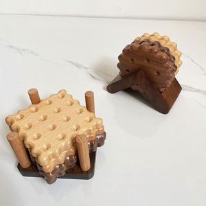 Creative Biscuit Solid Wood Classic Design Reusable Heat Insulation Coaster Zhejiang Tea Mug Milk Cup Coffee Mat - Product Image 3