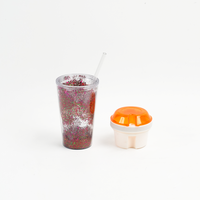 Gobelet en plastique personnalisé pour fête de rentrée scolaire, double paroi, 350 ml, réutilisable, pour boissons froides, avec couvercle et bol à collation