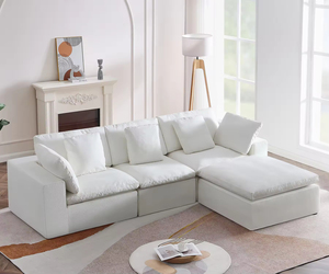 Sofá Modular en Forma de L con Asientos Extra Acolchados, Relleno de Esponja Comprimida Tipo Nube, con Otomana - Product Image 2